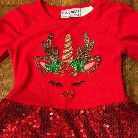 Blueberi Boulevard toddler girls Christmas dress size 2T red sequins - Picture 2 of 6